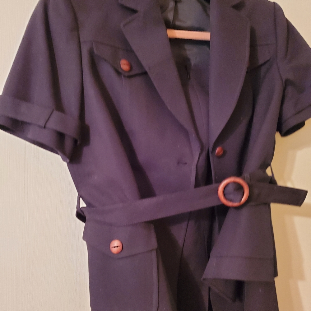 Black Safari-Style Skirt Suit by Tahari- 8p - Picture 2 of 6